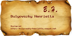 Bulyovszky Henrietta névjegykártya